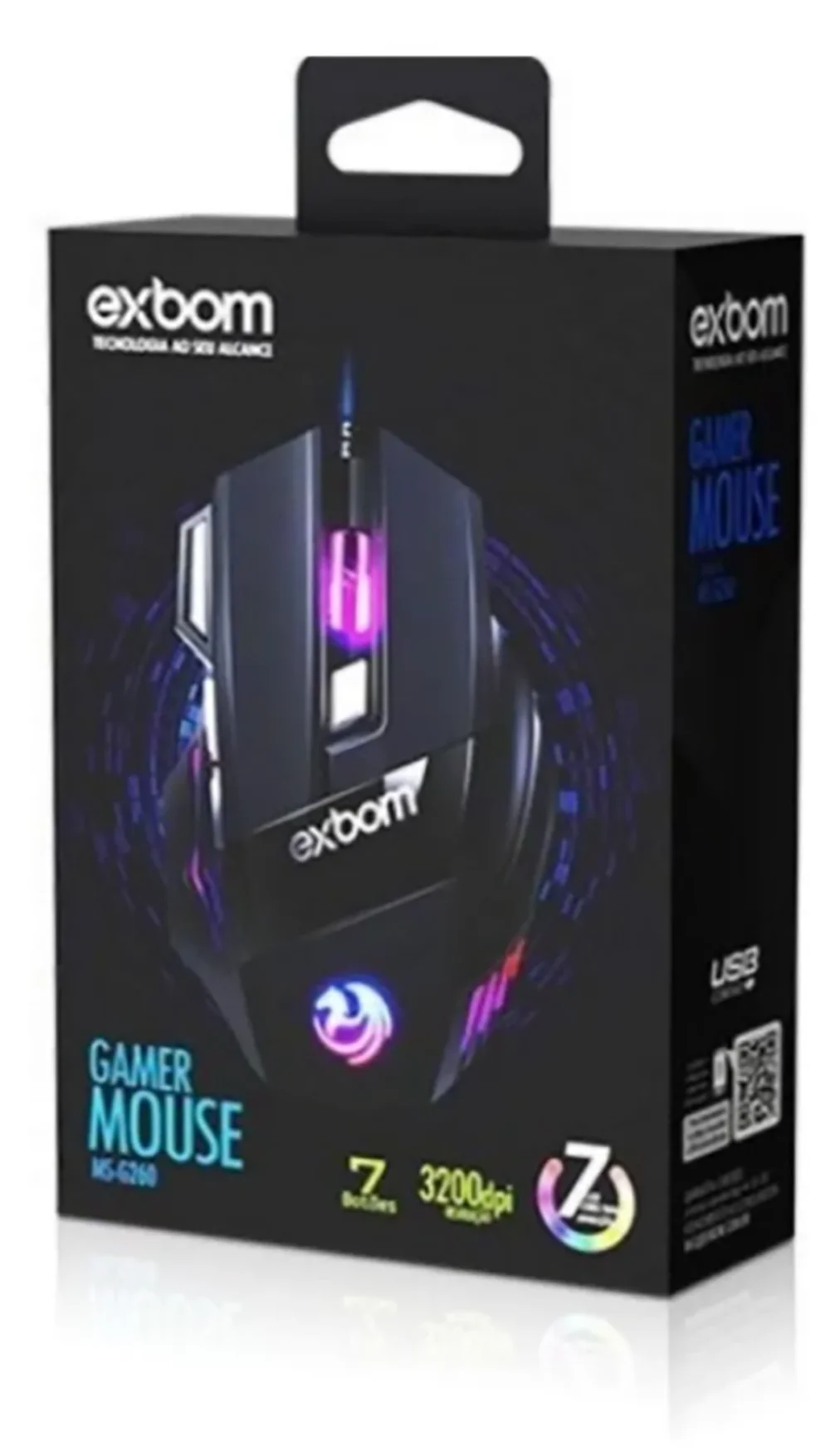 Mouse Gamer  3.200 Dpi Óptico Com Led Rgb