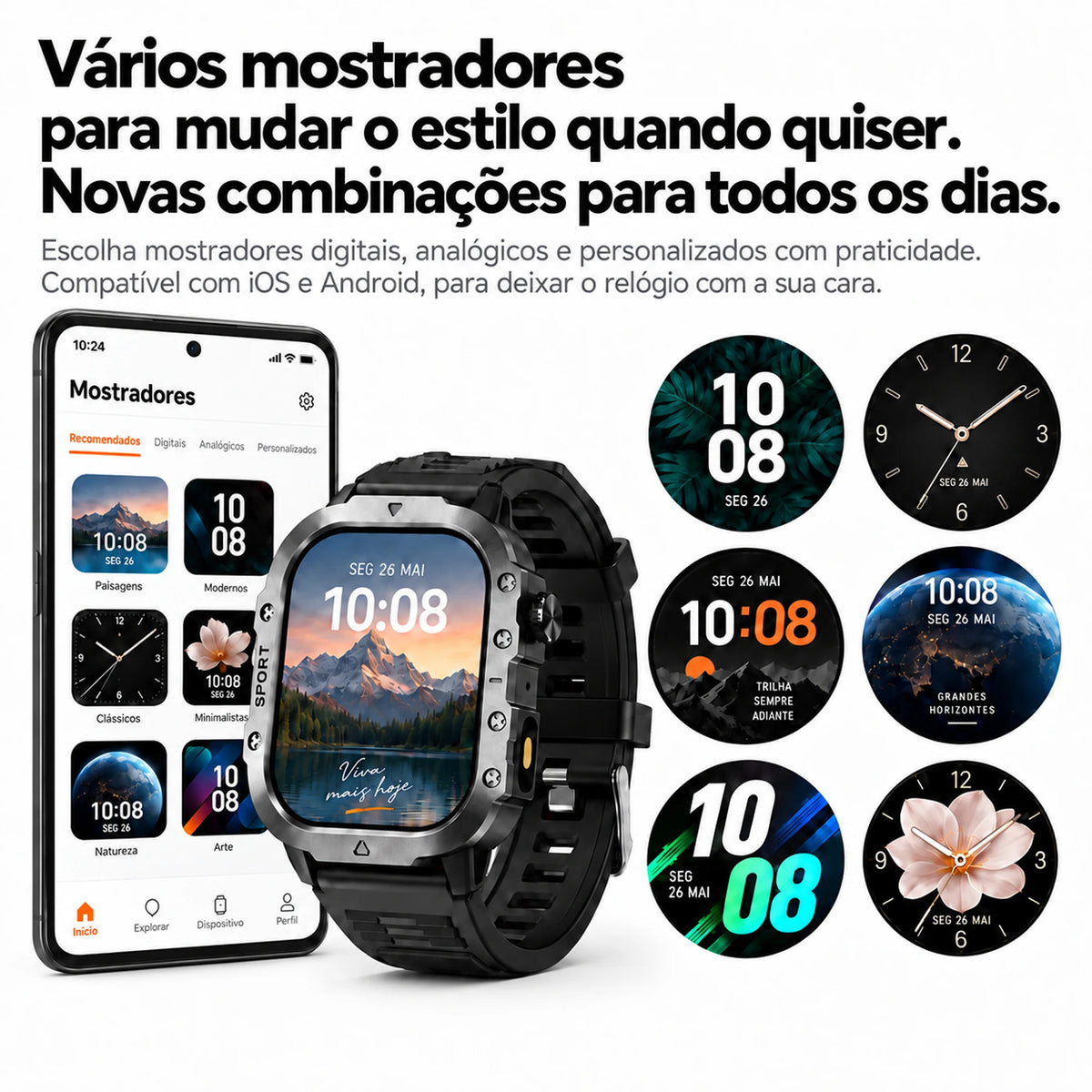 Smartwatch 2,01" Tela HD Esportivo
