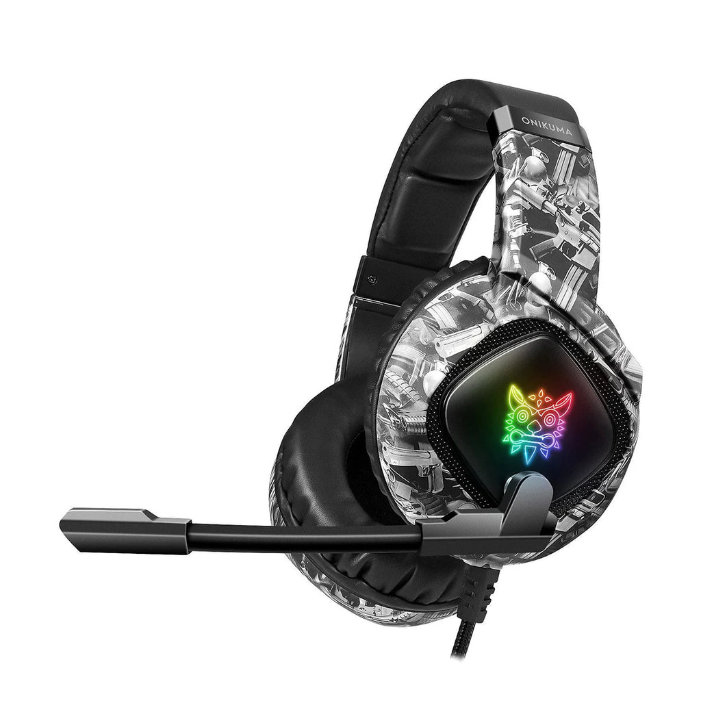 Headset Gamer Profissional Onikuma K19 Camuflado Cinza