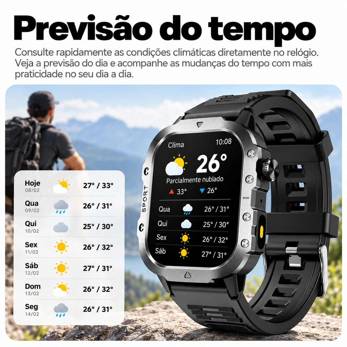 Smartwatch 2,01" Tela HD Esportivo