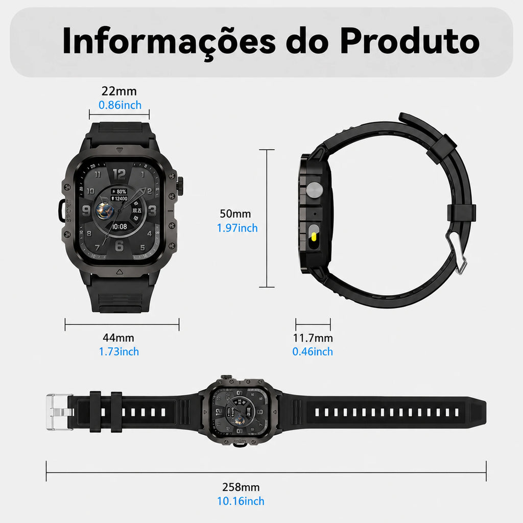 Smartwatch 2,01" Tela HD Esportivo