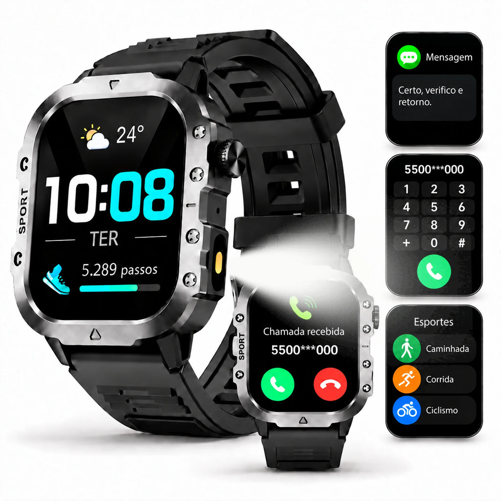 Smartwatch 2,01" Tela HD Esportivo