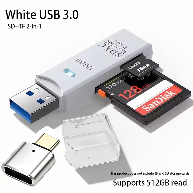 Leitor de cartão multifuncional 2 em 1, usb 3.0, mini sd, tf, leitor de cartão de memória, adaptador para laptops, acessórios