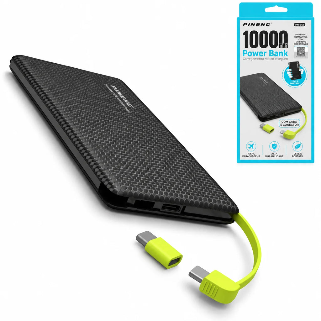 Power Bank 5000mAh E 10000mAh Com Adaptador E V8 Carregador Portátil Para Uso Diário E Viagem