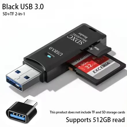 Leitor de cartão multifuncional 2 em 1, usb 3.0, mini sd, tf, leitor de cartão de memória, adaptador para laptops, acessórios
