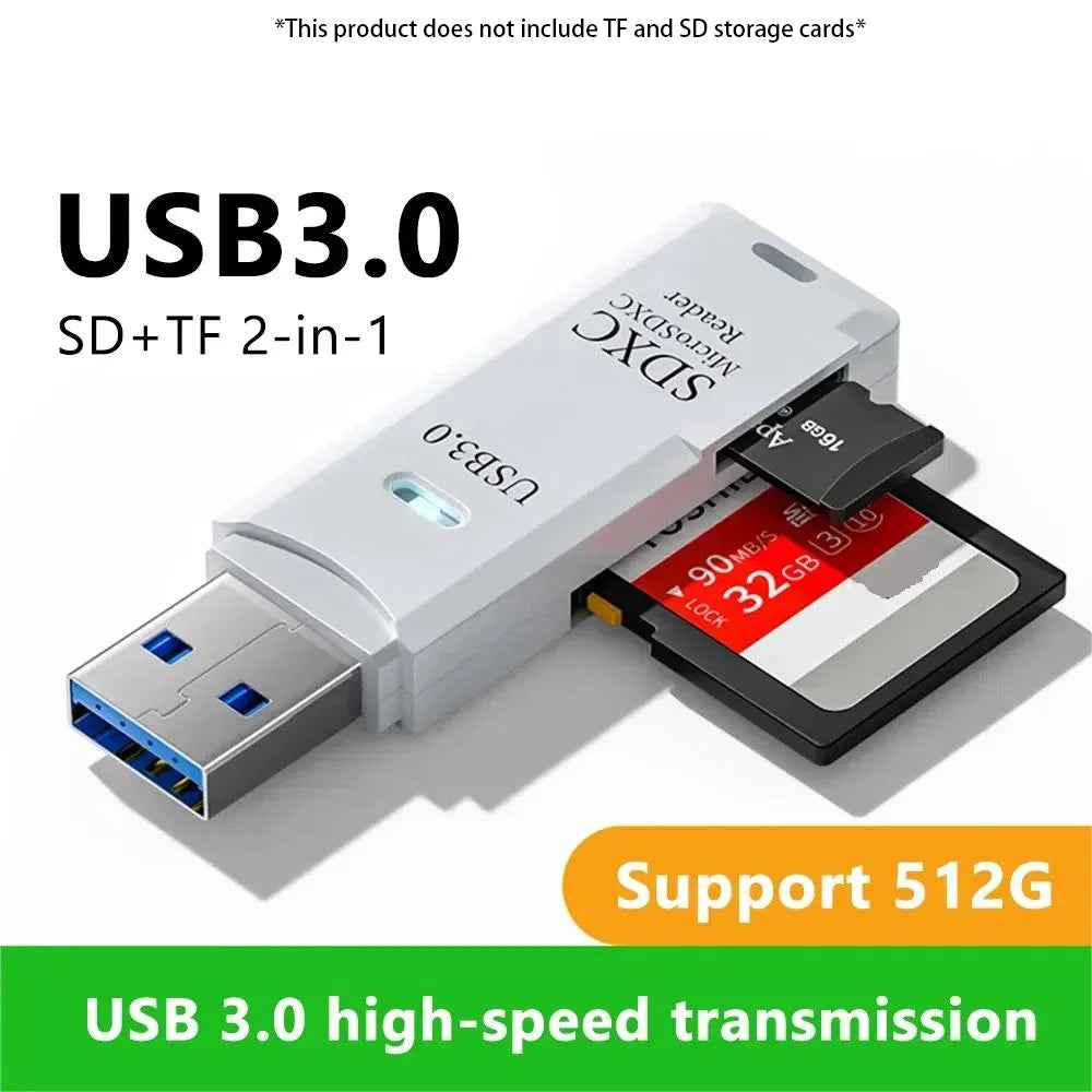 Leitor de cartão multifuncional 2 em 1, usb 3.0, mini sd, tf, leitor de cartão de memória, adaptador para laptops, acessórios
