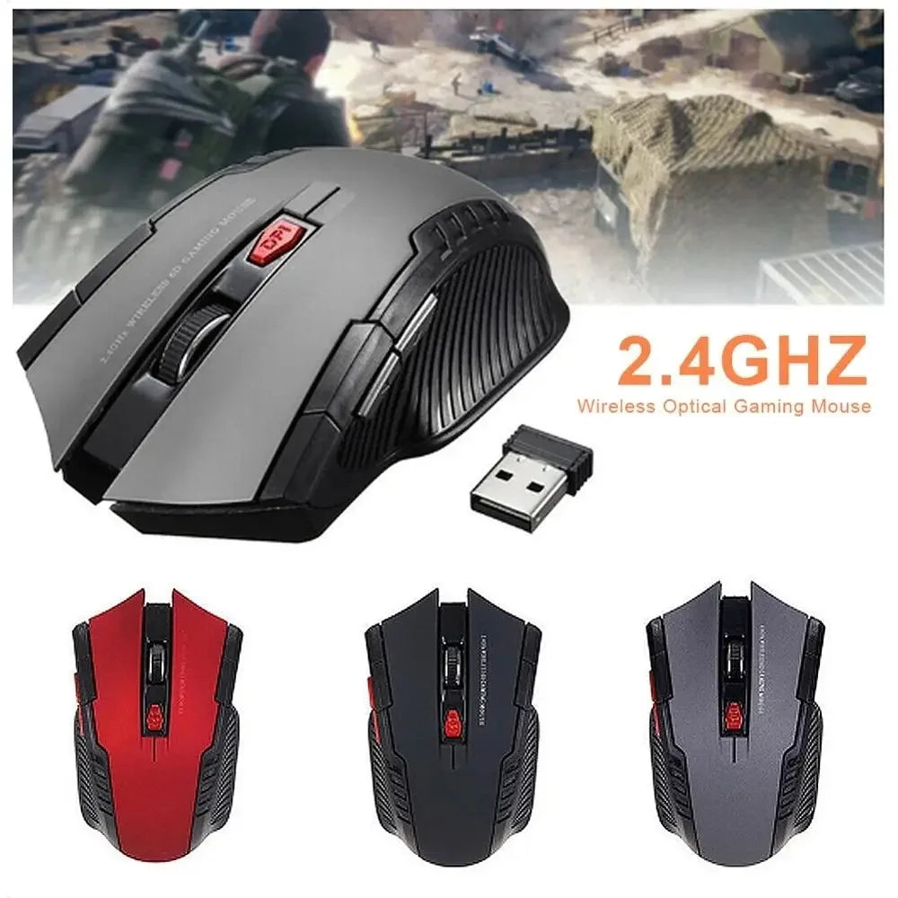 Mouse Óptico Sem Fio 2.4GHz com Receptor USB e 6 Botões