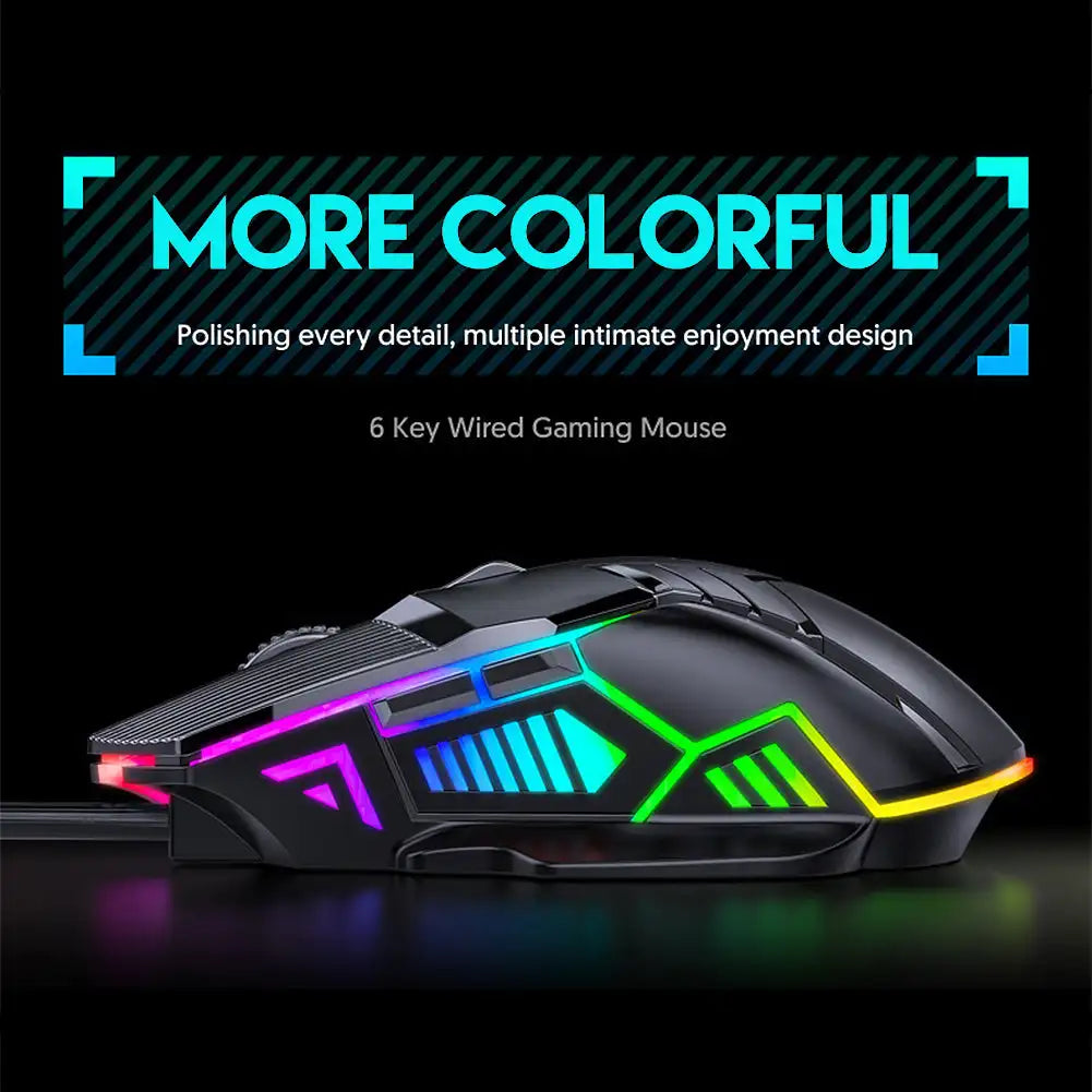 Mouse Gamer, 6 botões LED, Mouse silencioso para PC, Laptop, 3200DPI
