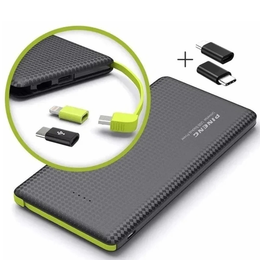 Power Bank 5000mAh E 10000mAh Com Adaptador E V8 Carregador Portátil Para Uso Diário E Viagem