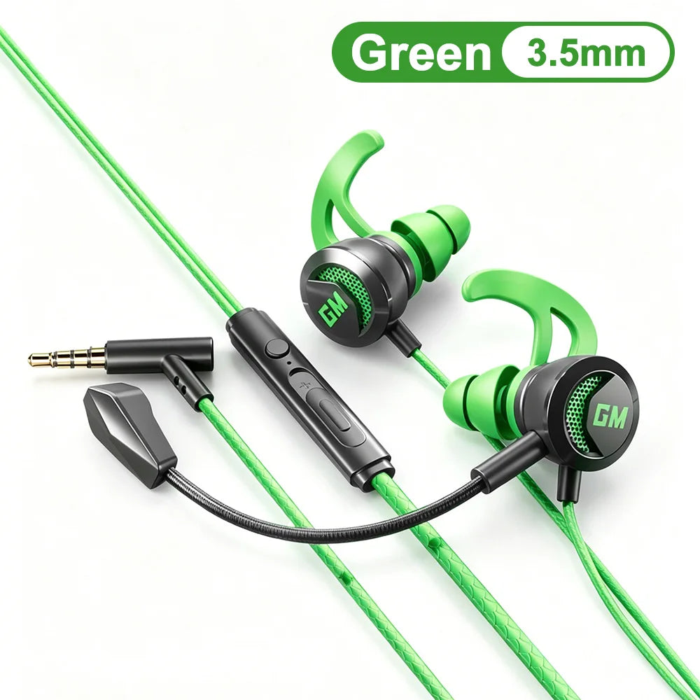 Fones de Ouvido Intra-auriculares para Jogos com Microfone HD, Estéreo HiFi, Tipo C e Conectores de 3,5mm