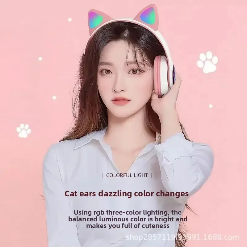 Fone de ouvido sem fio STN28 orelha de gato sem fio Bluetooth universal