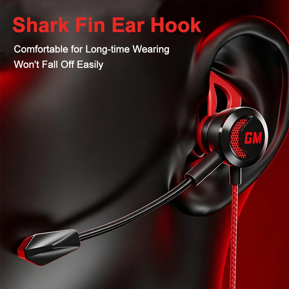 Fones de Ouvido Intra-auriculares para Jogos com Microfone HD, Estéreo HiFi, Tipo C e Conectores de 3,5mm