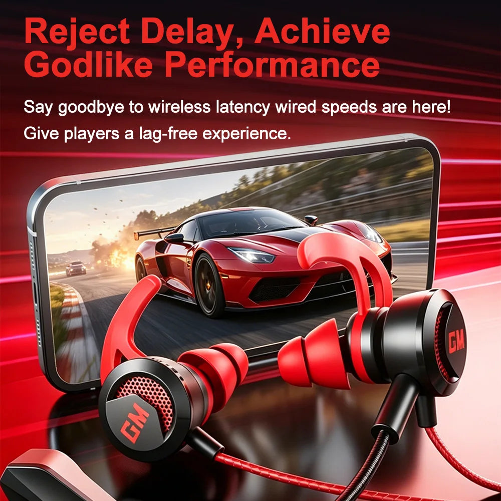 Fones de Ouvido Intra-auriculares para Jogos com Microfone HD, Estéreo HiFi, Tipo C e Conectores de 3,5mm