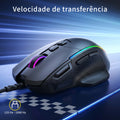 Mouse Gamer com Fio, 5 Botoes Laterais Programaveis, Luz RGB Dinamica, DPI 12400 Ajustavel