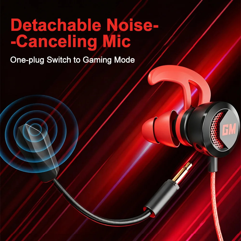 Fones de Ouvido Intra-auriculares para Jogos com Microfone HD, Estéreo HiFi, Tipo C e Conectores de 3,5mm