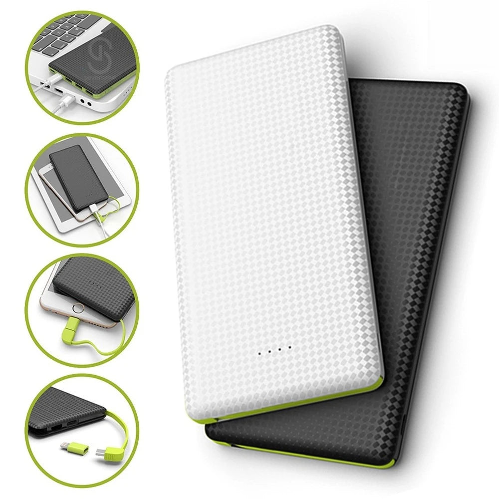 Power Bank 5000mAh E 10000mAh Com Adaptador E V8 Carregador Portátil Para Uso Diário E Viagem
