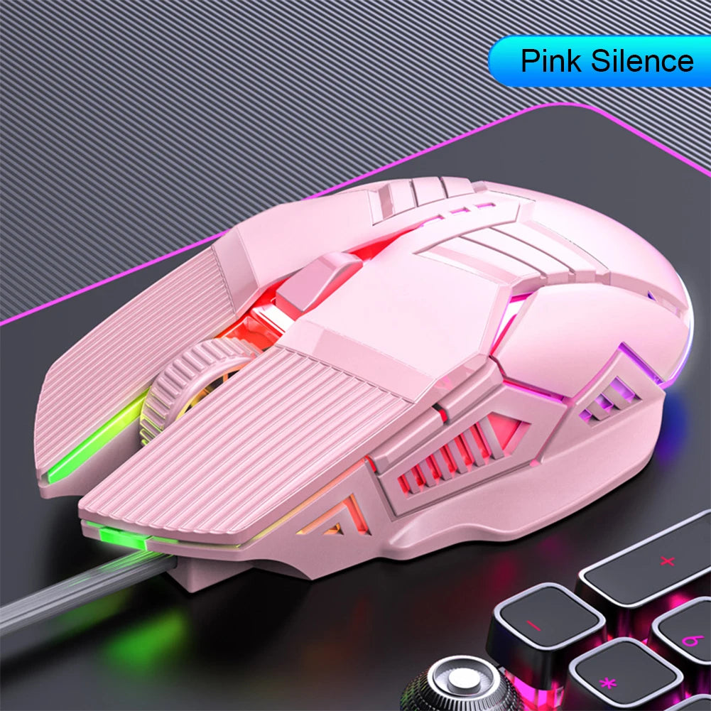 Mouse Gamer, 6 botões LED, Mouse silencioso para PC, Laptop, 3200DPI
