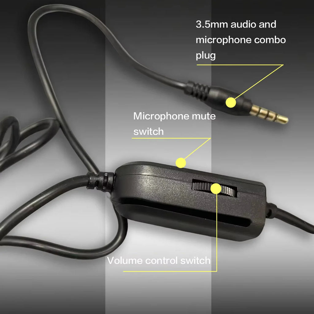 Fone de Ouvido Gamer, Headset com Fio de 3.5mm para PC, Laptop, Console e Celular