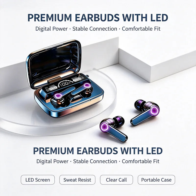 Fones de Ouvido Bluetooth TWS 5.3, Fones Sem Fio