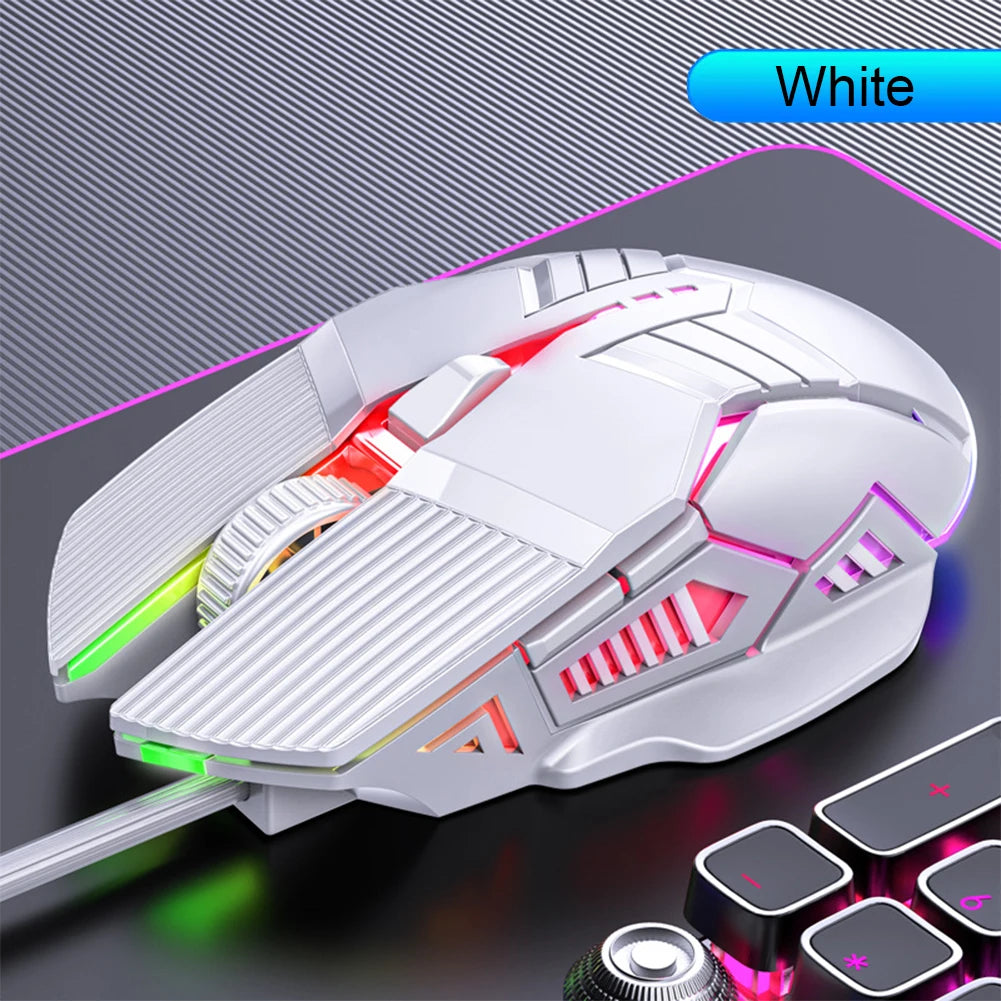 Mouse Gamer, 6 botões LED, Mouse silencioso para PC, Laptop, 3200DPI