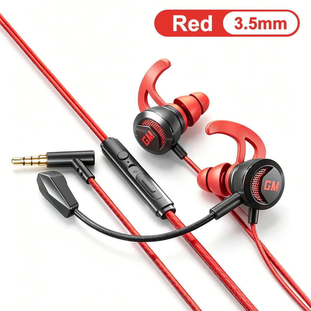 Fones de Ouvido Intra-auriculares para Jogos com Microfone HD, Estéreo HiFi, Tipo C e Conectores de 3,5mm